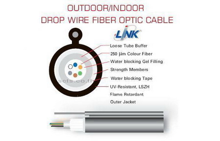 Link Fiber Optic Cable Outdoor / Drop Wire